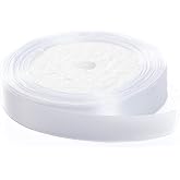 Solid Color Satin Fabric Ribbon (White, 1/2" x 25 Yards)