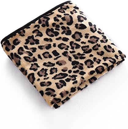 LXLP Dog Blanket Pet Cushion for Dogs and Cat Fleece Fabric Soft and Cute Warm Sleep Mat Paw Print Cushion (Large, Leopard)