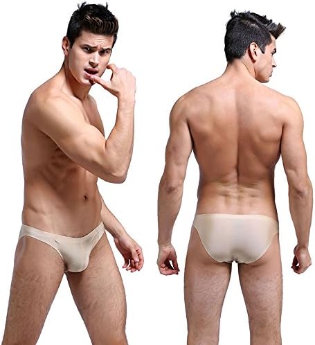 Candied Jasper Men's Ice Silk Underwear Mid Rise Solid Sexy Bikini Briefs 7 Colors