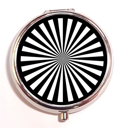 Black White Rays Pill box Pillbox Case Holder Optical Art Op Pop Art - Thumbnail 3