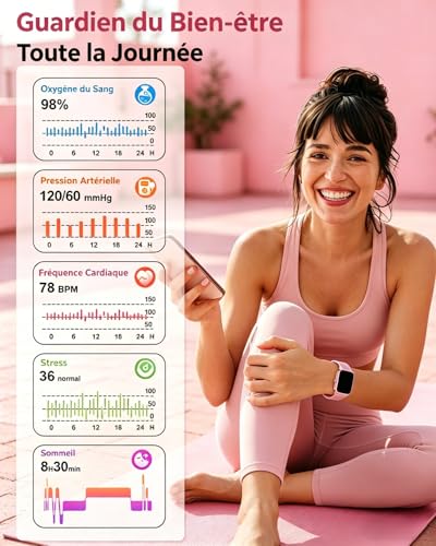 Popglory Smart Watch for Samsung Apple Android Phone, 1.85 Inch Smartwatch for Men and Women with Bluetooth Call, Blood Pressure Monitor, Heart Rate, SpO2, Stress, Sleep, Pedometer, 100+ Sports, Gift