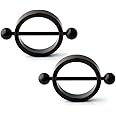 Ruifan 1Pair 14G Surgical Steel Round Circle Nipple Shield Ring Body Piercing Jewelry