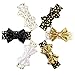 YanJie 5” Large Sequin Bow Soft Metallic Leopard Headband Girls’ Headwear Pack of 6