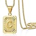 Trendsmax Initial A-Z Letter Pendant Necklace Mens Womens Capital Letter Yellow Gold Plated Stainless Steel Box Chain 22inch