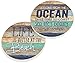 Life Is Better At The Beach Coastal Ocean Vintage Look Ceramic Car Coaster Pack (Set of 2)