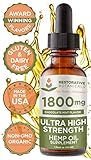 Ultra High Strength Hemp Oil for Pain and Anxiety Relief - 1800mg Chocolate Mint Flavor 1 Ounce (30ml) - 60 Servings - Restorative Botanicals - Also Supports Healthy Sleep Patterns, Mental Clarity