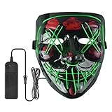 Halloween Mask Scary LED Light Up Mask for Halloween Festival Party (Green)