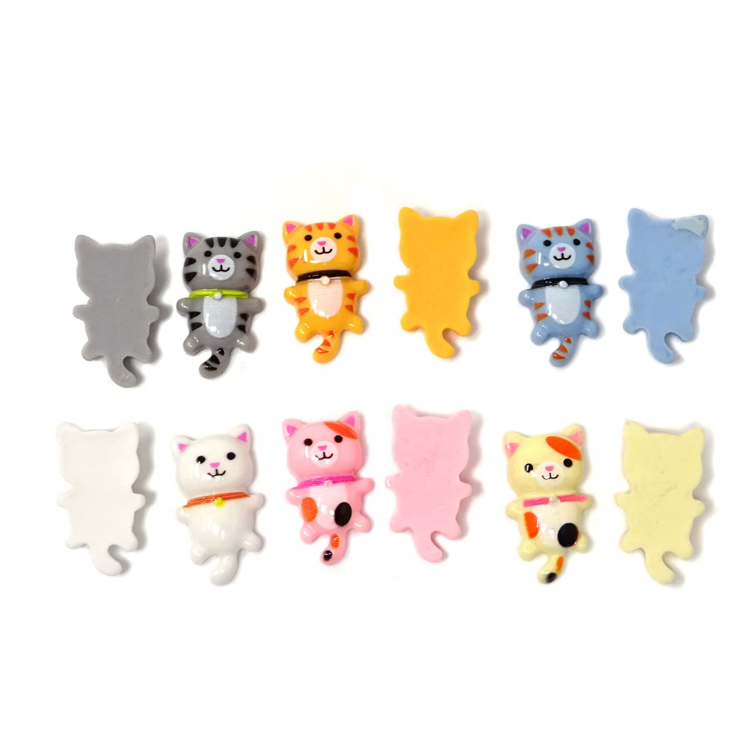 Honbay 60PCS Resin Cat Slime Charms Cartoon Animal Flatbacks Buttons Crafts Embellishment for DIY Hair Clips Phonecase Jewelry Making (6 Color)