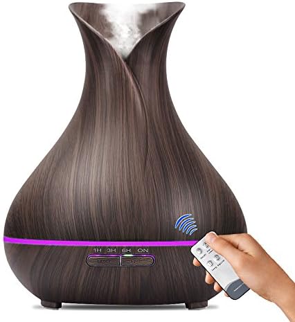 Fritas Essential Oil Diffuser, 400mL Remote Control Aroma diffuser Wood Grain Ultrasonic Cool Mist Humidifier with Waterless Auto Shut-off, 7 color LED Lights for Bedroom Living Room Spa Baby