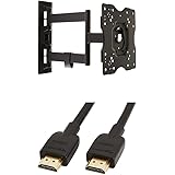 Amazon Basics Heavy-Duty, Full Motion Articulating TV Wall Mount for 22-inch to 55-inch TVs & High-Speed HDMI Cable - 10 Feet