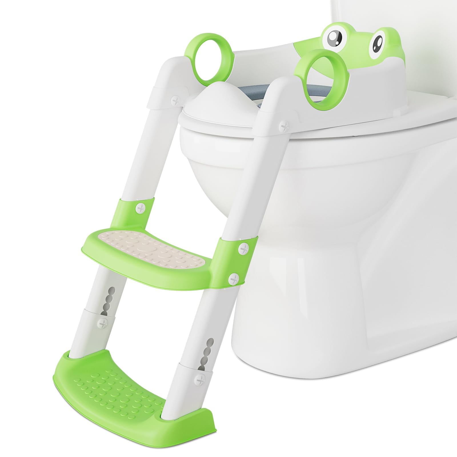 Photo 1 of Potty Training Seat with Step Stool Ladder for Toddlers as a Potty Training Toilet Anti-Slip Safe Pads Adjustable Height Legs Green