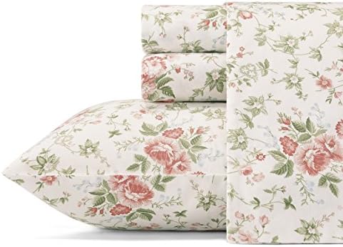 Laura Ashley Lilian Cotton Sateen Sheet Set King Lt/Pastel Red