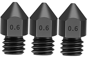 3D Printer Nozzles,3pcs Hardened Steel Nozzles 0.6mm for 1.75mm Filament for Ender 3/CR-10/CR-10S Pro/TEVO Tarantula Pro/TEVO