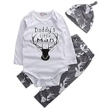 Baby Boys Daddy's Little Man Long Sleeve Bodysuit and Deer Pants Outfit with Hat