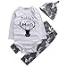 Baby Boys Daddy's Little Man Long Sleeve Bodysuit and Deer Pants Outfit with Hat (100(12-18M), White+Grey)