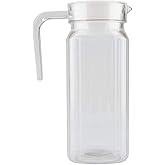 Small Plastic Pitcher With Lid,Tcher Kids Milk Jug,500ML Acrylic Transparent Bottle,Striped Water Ice Cold Jug With Lid For Bar Home