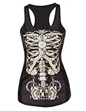 Pink Wind Womens Skeleton Skull Digital Printed Sleeveless T Shirt Vest Tank Tops (One Size, Skelecton)