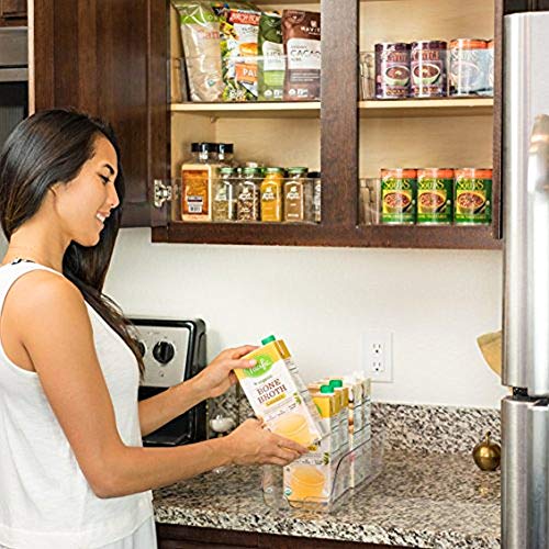 Adorn Home 6 Piece Refrigerator/Freezer Organizer Bins with Handles | Stackable Storage Containers | Pantry Storage Bins | Clear | 6 - PC. Set | - Thumbnail 7