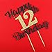 LVEUD happy birthday cake topper Black Font Golden Numbers 12th birthday happy Cake Topper -Birthday Party Decorations (12th)