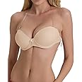 Strapless Bra with Clear Back Invisible Strap Push Up Padded Underwire Backless Halter Bralette