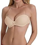Strapless Bra with Clear Back Invisible Strap Push Up Padded Underwire Backless Halter Bralette