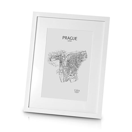 Classic by Casa Chic - Echtholz Bilderrahmen 30x40 cm - Weiß - mit Passepartout 20x30 cm - Plexiglas - Rahmenbreite 2cm