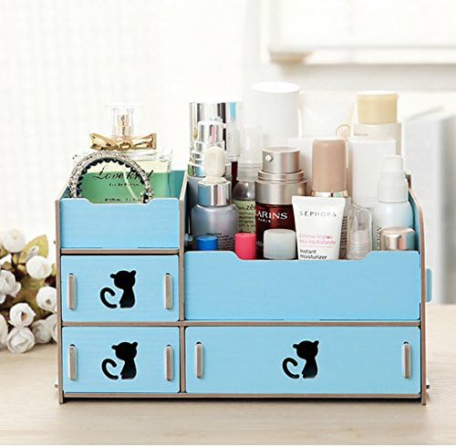 Osierl Wooden Makeup Organizer DIY Jewelry Cosmetics Beauty Box with Drawer