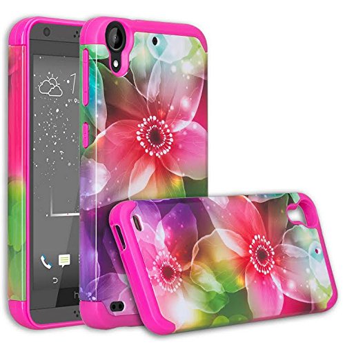 Desire 530 Case, HTC Desire 530, HTC Desire 626 [Shock Absorption/Impact Resistant] Hybrid Dual Layer Armor Defender Protective Case Cover for Desire 530/Desire 626s, (Flower Pedal)