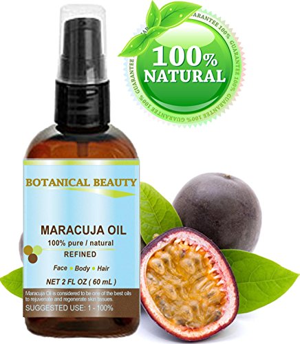 MARACUJA OIL. 100% Pure / Natural. Cold Pressed / Undiluted. For Face, Hair and Body.by Botanical Beauty (2 fl.oz.- 60 ml (Plastic bottle with pump))