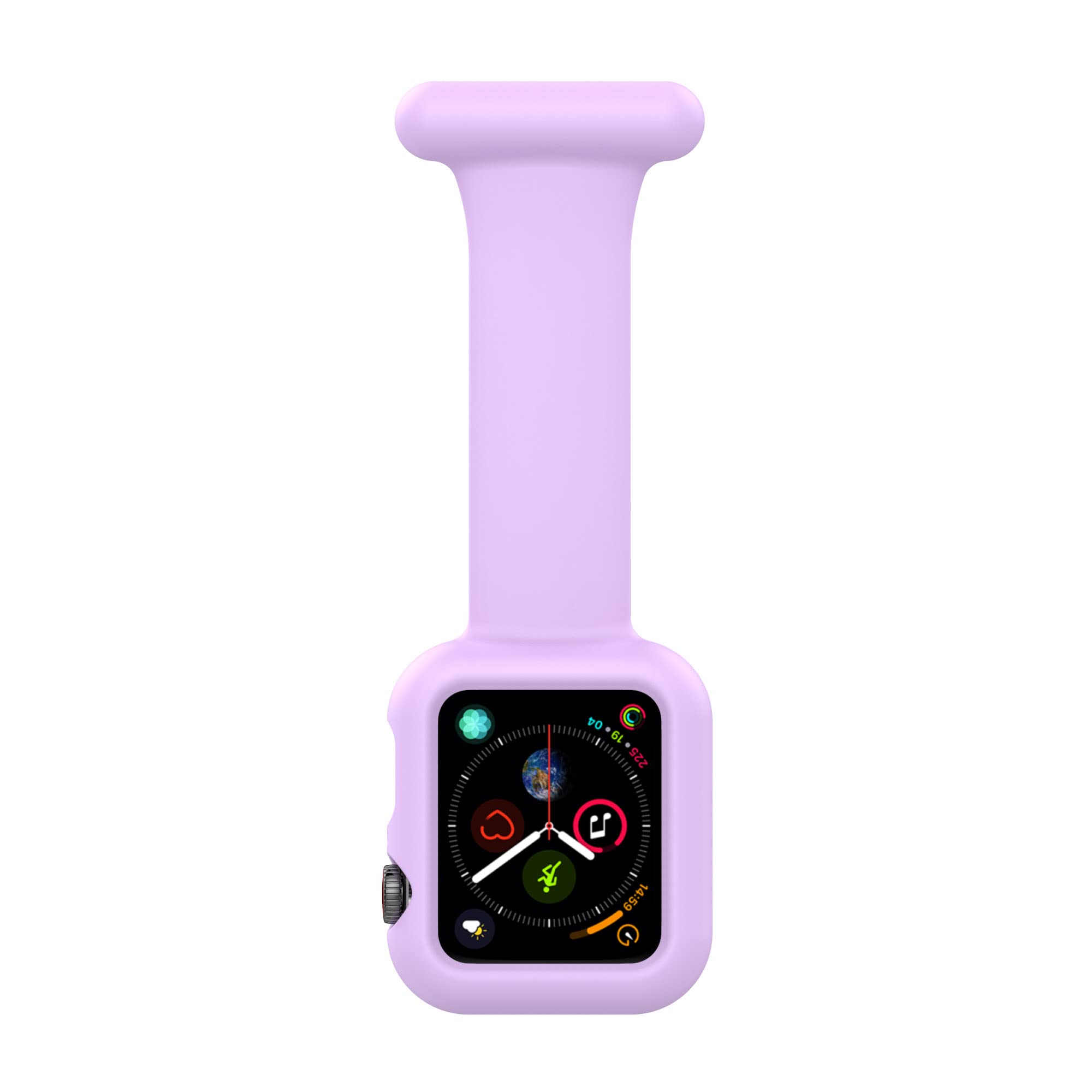 Makzib Fob for Apple Watch for Nurses Doctors Healthcare Paramedics, Silicone Pin Fob, 2 in 1 Infection Control Design Compatible with iwatch Series 7, 6, SE,5,4,3,2,1 (42/44/45mm, Lilac)