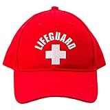 Lifeguard Cap with White Lettering Sun Hat 100% Cotton (Red)