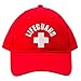 Lifeguard Cap with White Lettering Sun Hat 100% Cotton (Red)
