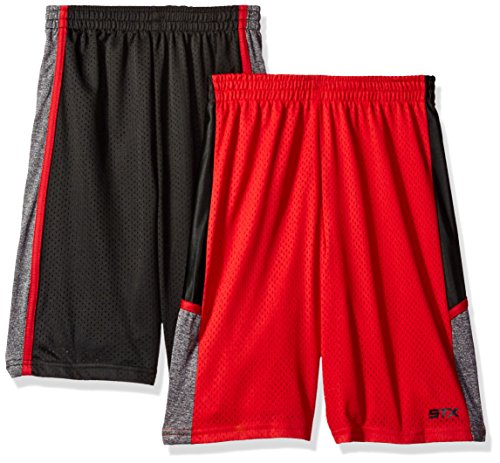 STX Big Boys Athletic Short and Packs, 2 Pack - Black/Red - SI32, 8