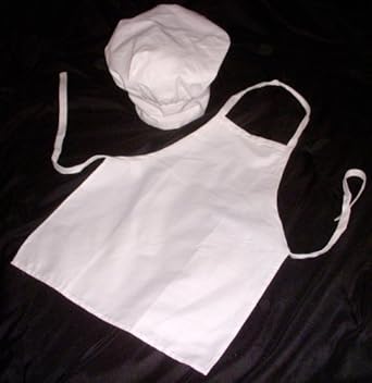 Amazon Com Kids White Chef Apron And Hat Set Child Size Kitchen Aprons Clothing