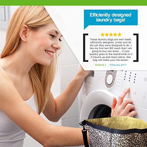Extra Large Laundry Hamper - Leopard Print, Durable Waterproof Dirty Clothes Basket | Shoulder Strap For Easy Carrying | Folds Flat for Storage | Special New Year Pricing! - Thumbnail 2