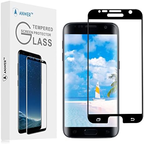 ANWER Samsung Galaxy S7 Tempered Glass 3D Screen Protector, Anti-Scratch, Bubble Free (Black)