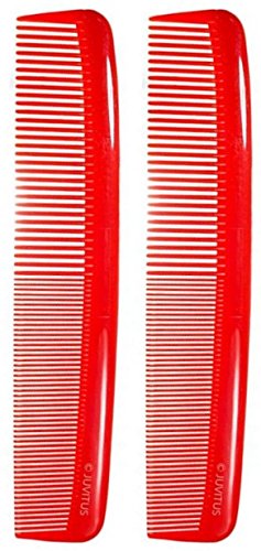 JUVITUS Large Coarse/Fine Tooth Power Comb - Red, 2 Pack