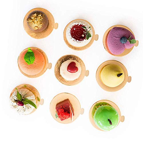 100-Pack Mini Cake Base Boards, Gold Mousse Cake Cardboard Set, Ideal for Dessert Buffet, Wedding, Parties, Catering Supplies (Round)