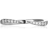 CYW Moissanite Eternity Wave Rings for Women, Adjustable Open Ring, Really Authentic Solid 925 Sterling Silver, Stackable Pinky Ring, Birthday Valentines Anniversary Ideal Gift for Her