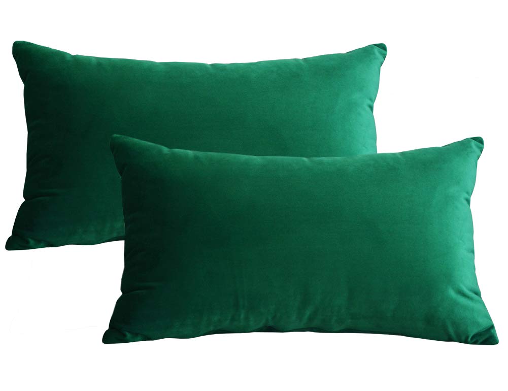 Lutanky Velvet Cushion Covers (Pack of 2) Lovely Rectangle Throw Pillow Cases Soft Solid Decorative Pillow Covers for Sofa Bedroom Car 12x20 Inch 30 x 50 cm(turquoise, 2 pieces) — image 1