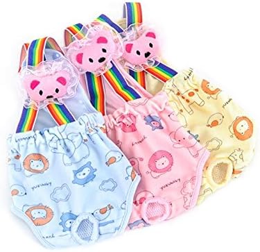 LPET Comfortable Cotton Pet Diapers Tighten Strap Sanitary Underware Pants 3PACKS for Physiological period Female Girl dogs (M)