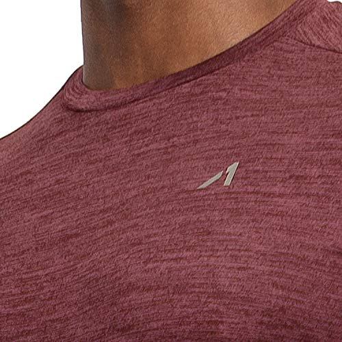 Alive Men's Tee Shirt Active Quick Dry Workout Short Sleeve Shirts Crew Neck (Biking Red Heather, Medium) - Thumbnail 6
