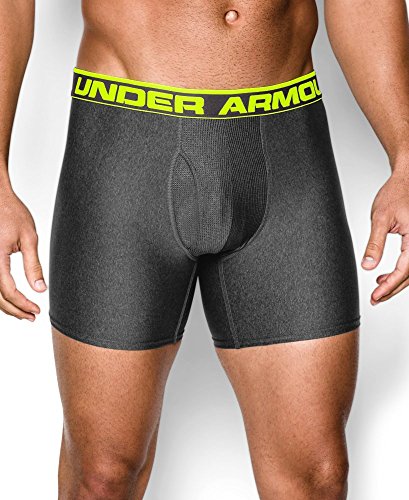 Under Armour Men's Original Series 6â€ Boxerjock, Carbon Heather (091)/High-Vis Yellow, Small