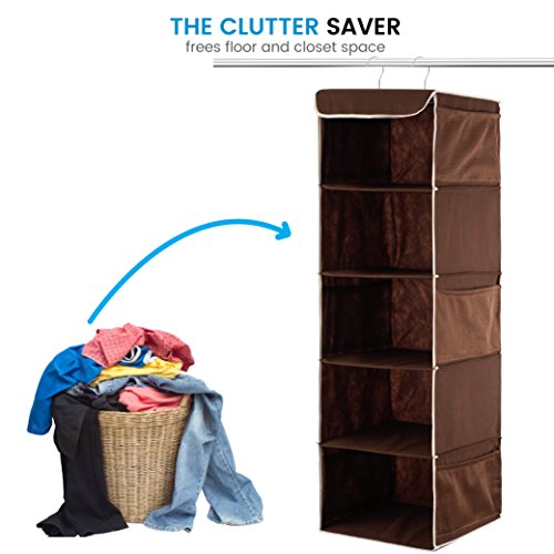 image for Zober 5 Shelf Hanging Closet Organizer Space Saver, Roomy Breathable H
