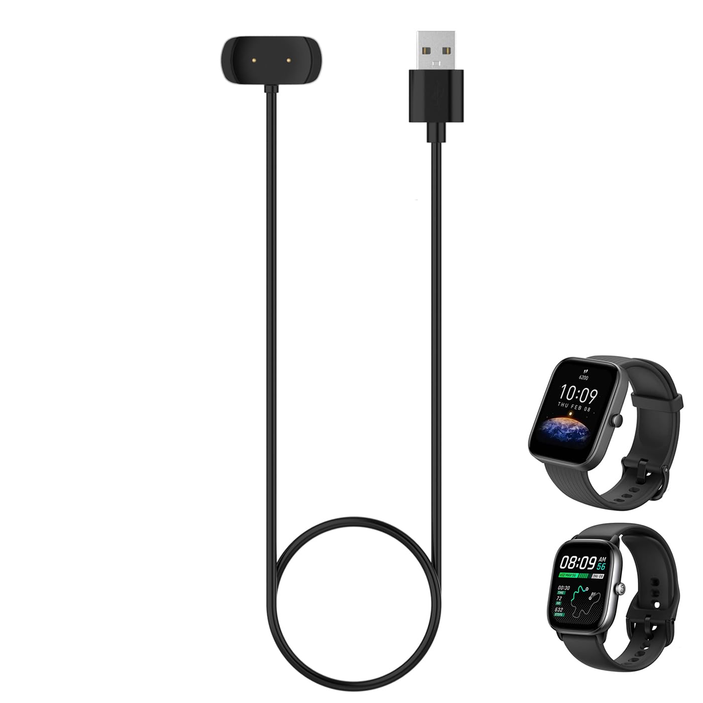 HOMTERN Magnetic Charger for Amazfit Bip 3/Bip 3 Pro,GTS 4 Mini,GTS 2 Mini/GTS 2/ GTS 2e,Bip U/Bip U Pro,GTR Mini/GTR 2/GTR 2e,3.3ft USB Charging Cable Stand Dock Smartwatch Accessories