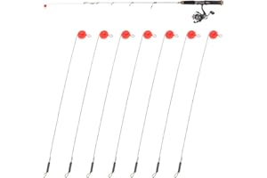 Yonihawk Ice Fishing Red Spring Bobber Stops Stainless Steel Fishing Wire with Red Beads