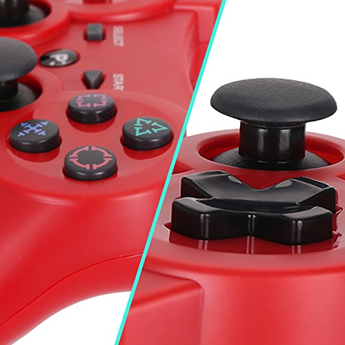 PS3 Controller Wireless Dualshock3 Joystick - OUBANG Upgrade Version Patent Remote Best Bluetooth Sixaxis Control Gamepad Heavy-duty Game Accessories for PlayStation3 (Red) - Thumbnail 3