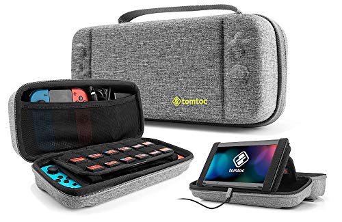 Hard Storage Case Compatible with Nintendo Switch, tomtoc Original Protective Hardshell Travel Handle Case Carrying Bag Cover fit Nintendo Switch Console and Accessories, 24 Game Card Slots