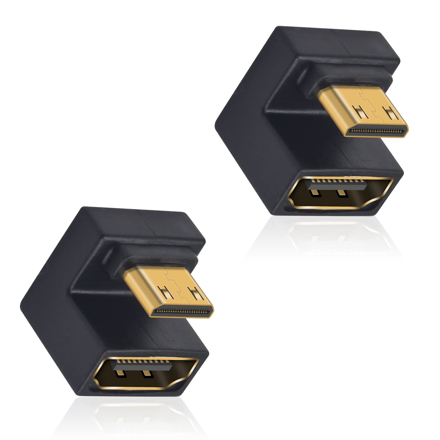 Duttek U Shape Mini HDMI to HDMI 8K Adapter, UP Angle Mini-HDMI Male to Standard HDMI Female Extension Adapter Support 8K@60Hz,48Gbps for Camera, Monitors, DVRs(2 Pack) — image 1