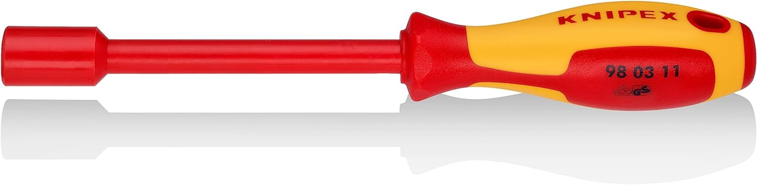 KNIPEX Nut Driver with Screwdriver Handle Insulated with Multi-Component Grips, VDE-Tested 237 mm, 98 03 11